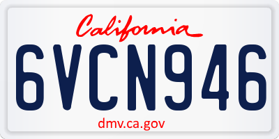 CA license plate 6VCN946