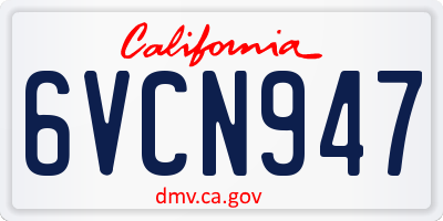 CA license plate 6VCN947