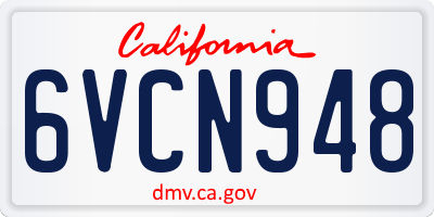 CA license plate 6VCN948