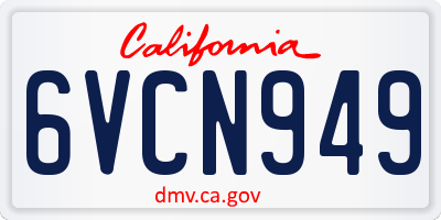 CA license plate 6VCN949