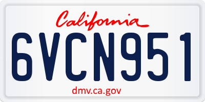 CA license plate 6VCN951