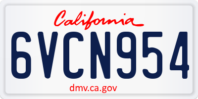 CA license plate 6VCN954