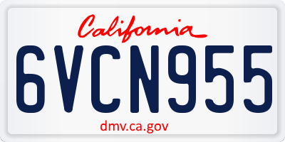 CA license plate 6VCN955