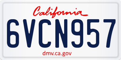 CA license plate 6VCN957