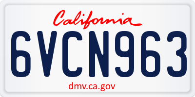 CA license plate 6VCN963
