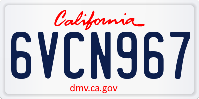 CA license plate 6VCN967
