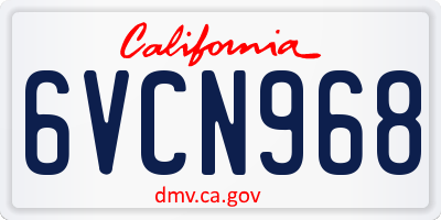 CA license plate 6VCN968