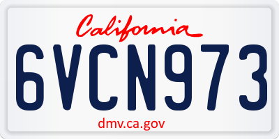CA license plate 6VCN973