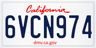CA license plate 6VCN974