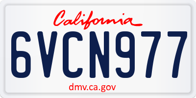 CA license plate 6VCN977
