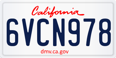 CA license plate 6VCN978