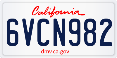 CA license plate 6VCN982