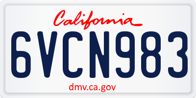CA license plate 6VCN983