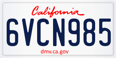 CA license plate 6VCN985