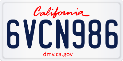 CA license plate 6VCN986
