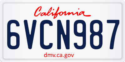CA license plate 6VCN987