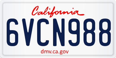 CA license plate 6VCN988