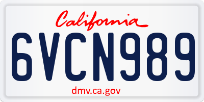 CA license plate 6VCN989