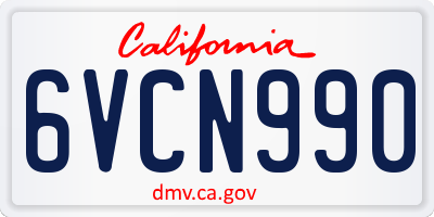 CA license plate 6VCN990