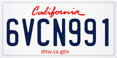 CA license plate 6VCN991