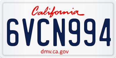 CA license plate 6VCN994