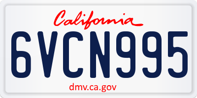 CA license plate 6VCN995