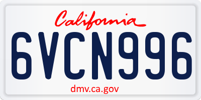 CA license plate 6VCN996