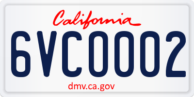 CA license plate 6VCO002