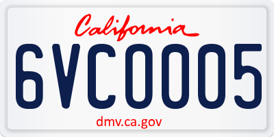 CA license plate 6VCO005