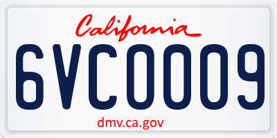 CA license plate 6VCO009