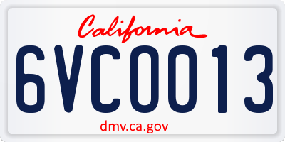 CA license plate 6VCO013