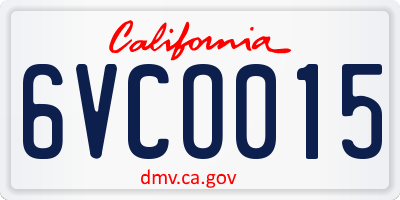 CA license plate 6VCO015