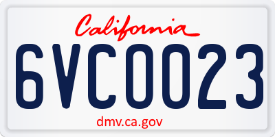 CA license plate 6VCO023