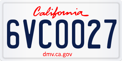 CA license plate 6VCO027