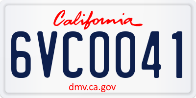 CA license plate 6VCO041