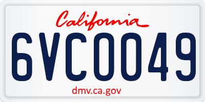CA license plate 6VCO049