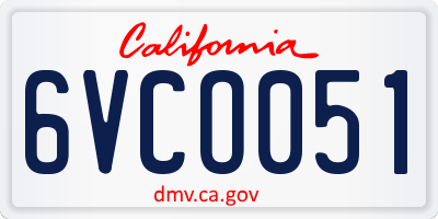 CA license plate 6VCO051