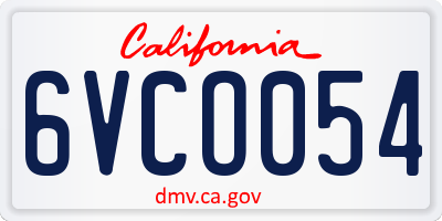 CA license plate 6VCO054