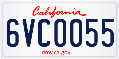 CA license plate 6VCO055