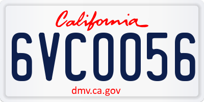 CA license plate 6VCO056
