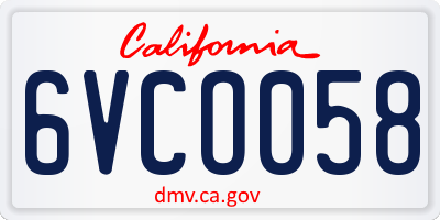 CA license plate 6VCO058