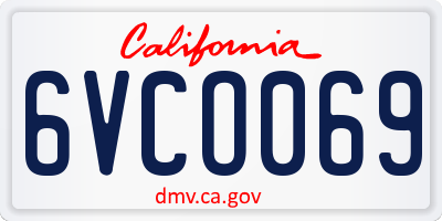 CA license plate 6VCO069