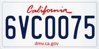 CA license plate 6VCO075