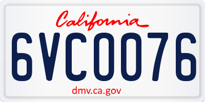 CA license plate 6VCO076