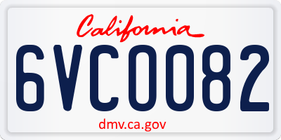 CA license plate 6VCO082