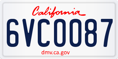CA license plate 6VCO087