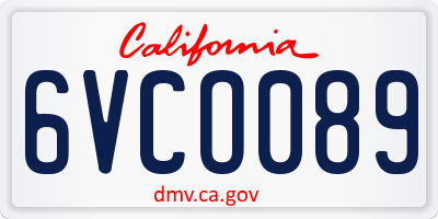 CA license plate 6VCO089