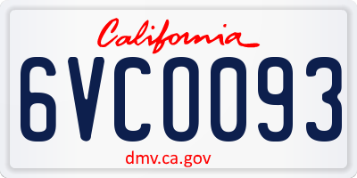 CA license plate 6VCO093