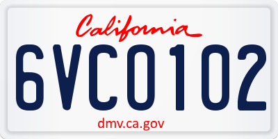CA license plate 6VCO102