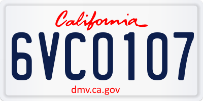 CA license plate 6VCO107